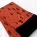 Raw silk scarf, rust brown, screenprinted seedpods, hemp silk velvet edges