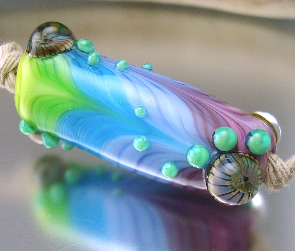 Loribeads - Ombre Feather 5- handmade glass lampwork bead