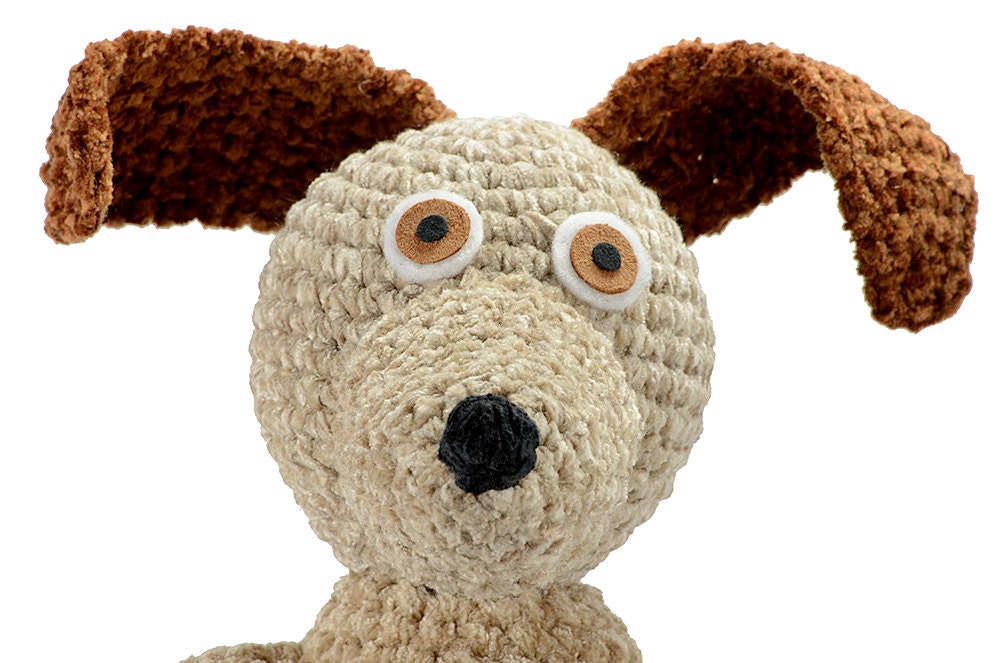 bill - beige brown chenille plush crocheted dog softie