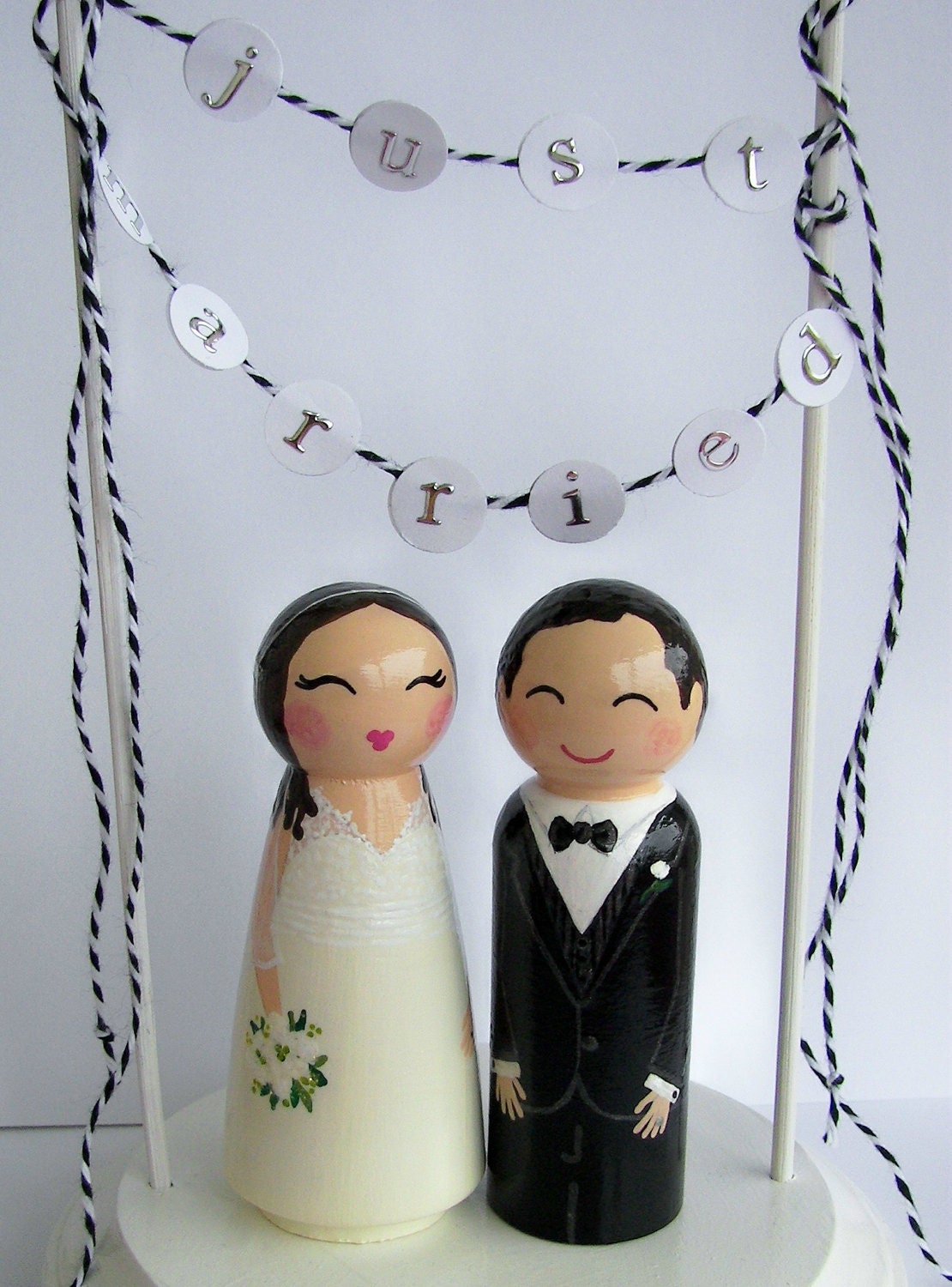Hand Painted Love Boxes Custom Wedding Cake Toppers Stand and Bunting to match