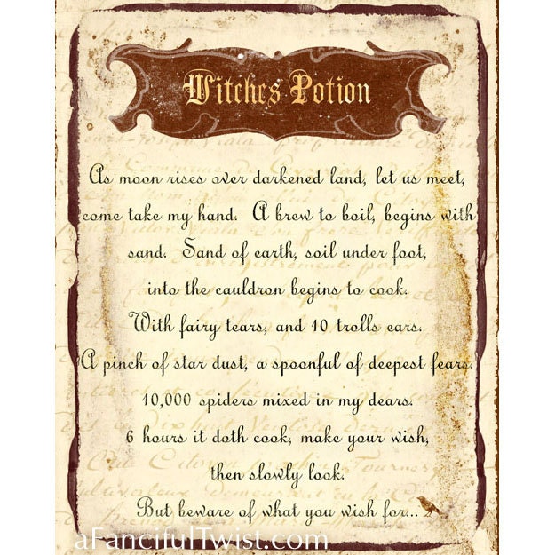 Witches Potion Spell - 8 x 10 Print
