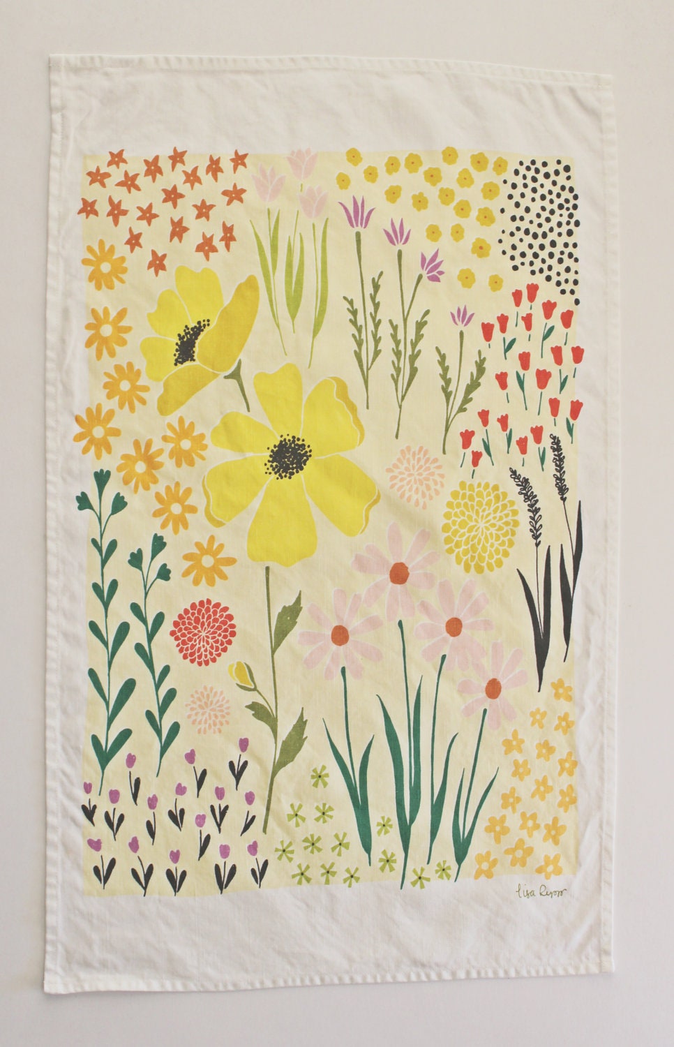 Yellow Floral Dishtowel