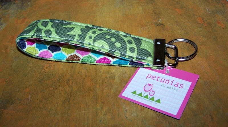 PETUNIAS' Key Fob - keyfob key chain purse accessories fabric gift wristlet