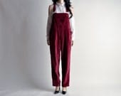 90s velvet burgundy overalls / s / m
