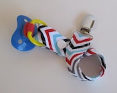 Pacifier - Toy -  Clip - Soothie - Binkie -  Zig Zag in Celebration - Chevron