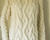 Hand Knit   Sweater   with Cable Pattern  Made  from softest  Baby  Alpaca Yarn  .Made to order.