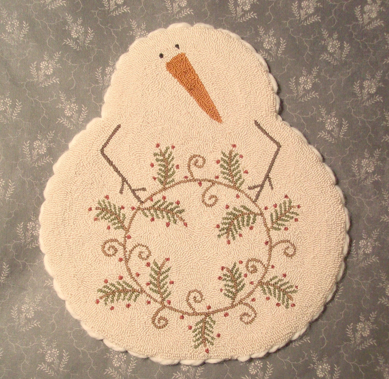 Primitive Needle Punch Mat PATTERN Snowman And by thetalkingcrow