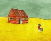Mixed Media Painting - Homecoming - Original gouache and pencil painting