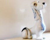 Vintage Estate Very Large Italian Ceramic Porcelain Dog Basset Hound Dachsund Delft Blue Flowers