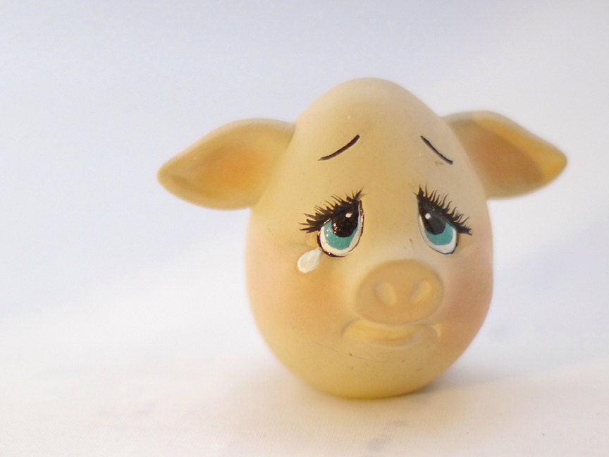 Vintage Pig Head Ceramic Doll Head