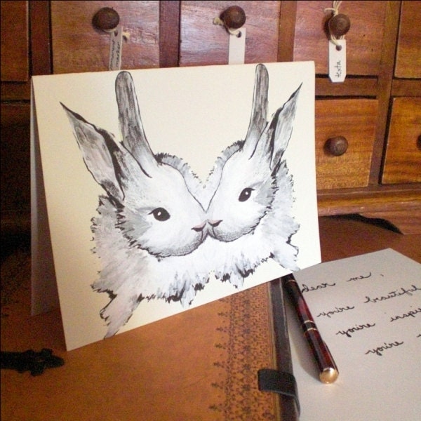 Bunny Magic - giant rabbit blank greeting card