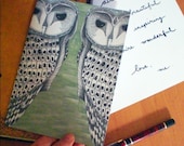 Spotted In The Distance - giant owl blank greeting card