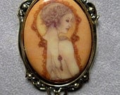 Mistress of the Key art cameo pendant