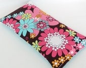 Yoga Eye Pillow with Flax Seed Aromatherapy Relaxation Lavender and Chamomile Scented - Michael Miller's Cocoa Peace Flowers Fabric