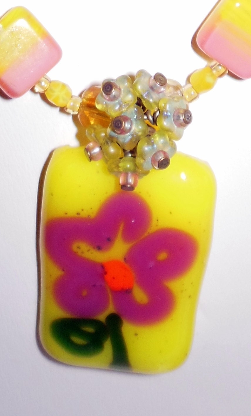 Yellow & Pink Flower Necklace