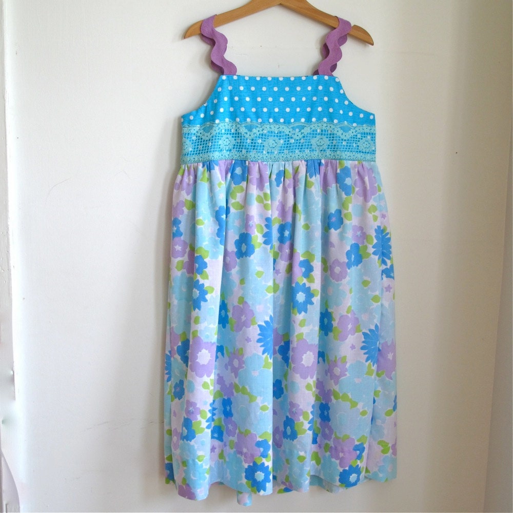 Girls Aqua & Purple Knot Dress  - Girls Children's clothing  - Sizes 2T through girls size 8