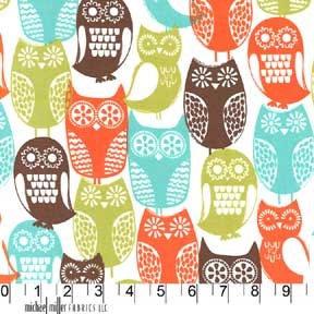 Michael Miller Swedish Owls Brown Fabric- Half Yard