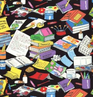 The Berenstain Bears, Bear Country School, Messy Desk Black Fabric - By the Yard