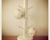 White Shabby Chic Wooden Mug Holder - Jewelry Holder - Craft Show Display  Jewelry Storage