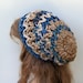 Pecan blue slouchy beanie BoHo Hippie Hat bohemian chunky crochet