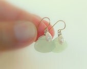 Aqua Chalcedony and Freshwater Pearl Earrings
