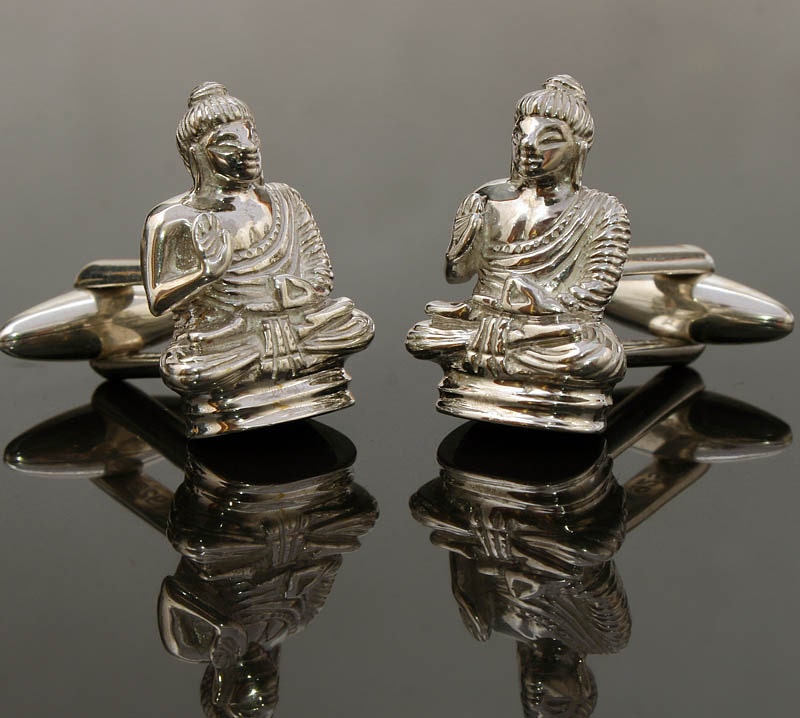 Buddha Cufflinks, Sterling Silver, handcrafted / NEW Collection