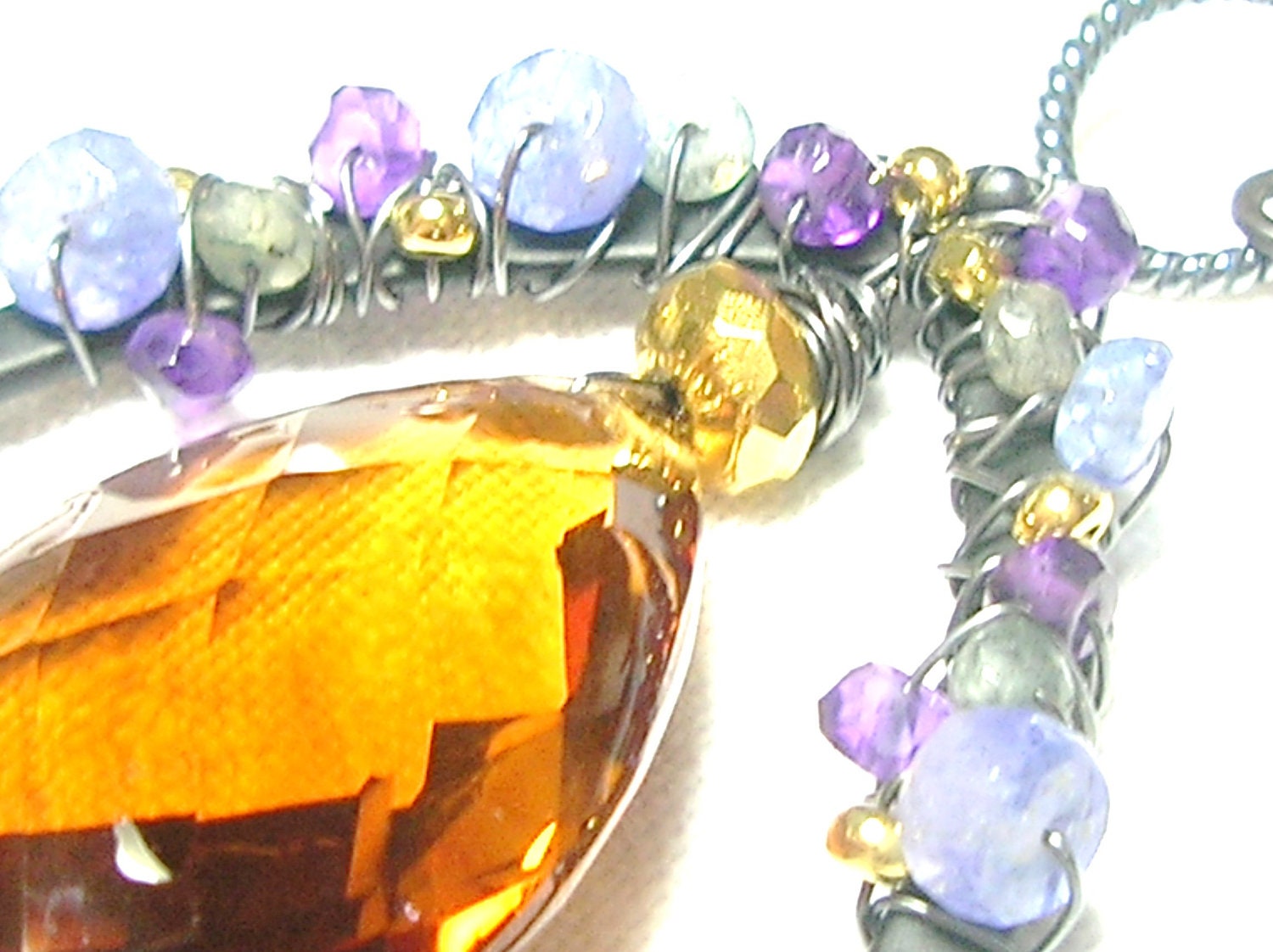 Honey Citrine Faceted Pear Drops Earrings