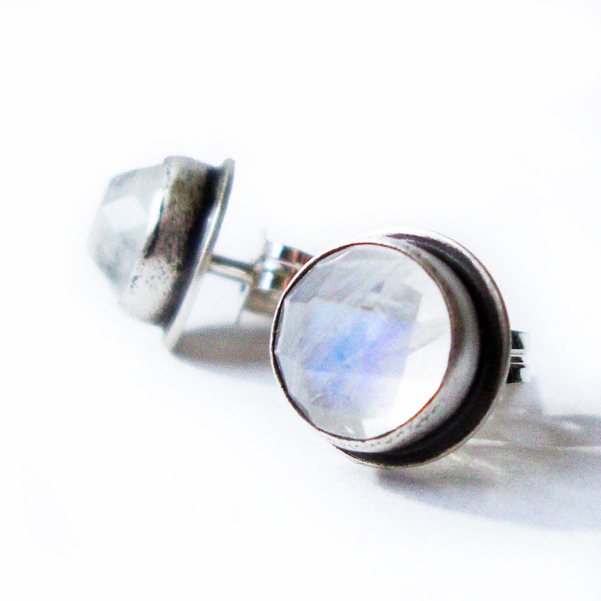 Moonstone Stud Earrings, Rainbow Moonstone Earrings, Moonstone Studs, moonstone posts