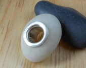 Beach Stone Pendant - KARMA WHEEL - White Quartz Beach Stone Bead Jewelry by Sea Find Designs on Etsy
