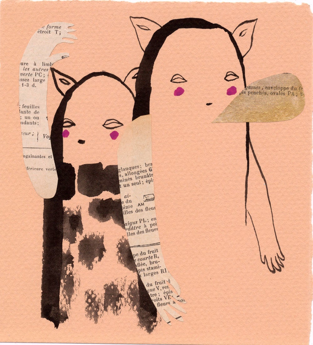 Waving Monster watercolour / original gouache illustration