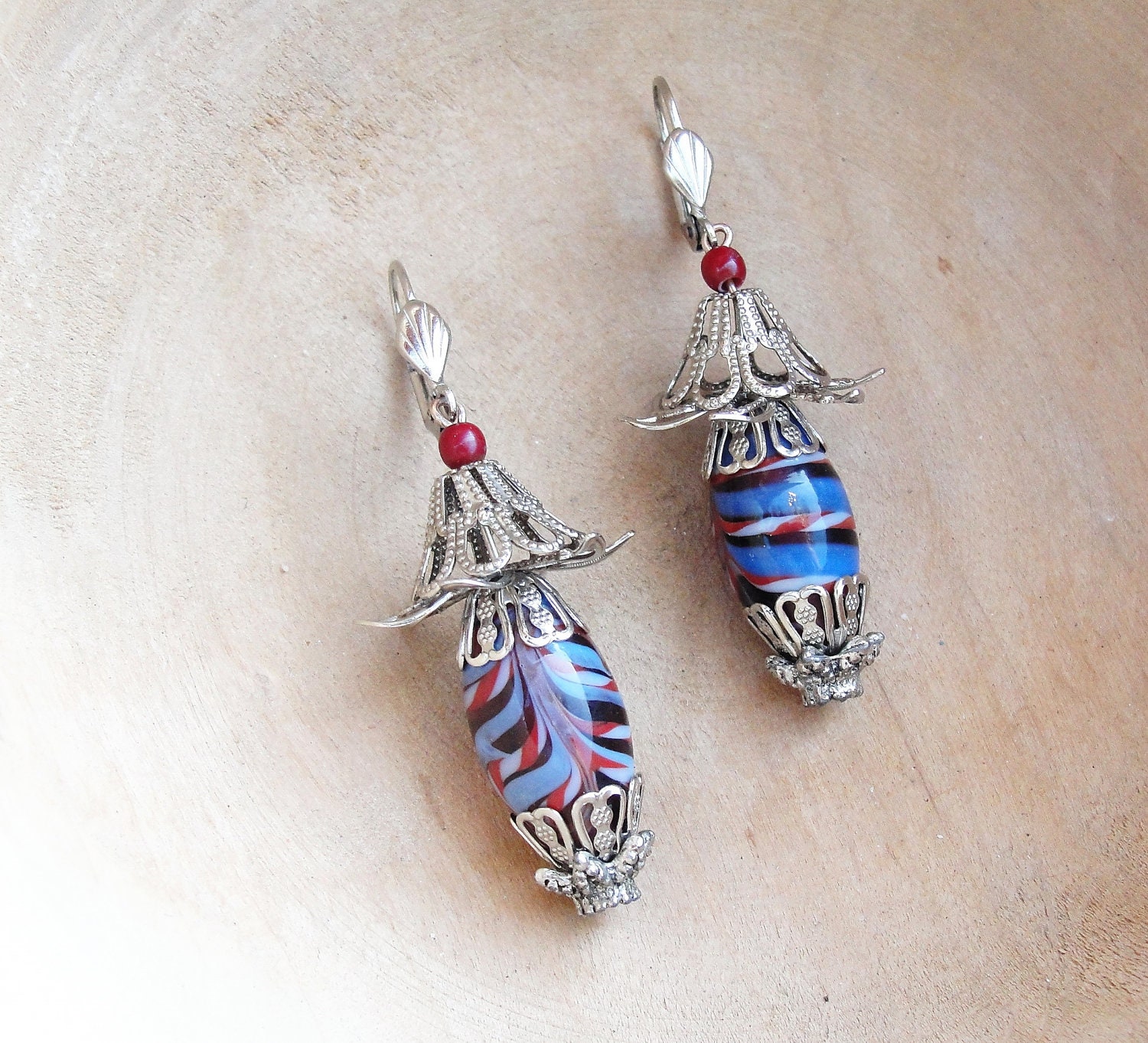 Carousel Earrings - Lampwork and Filigree