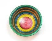 Support Spindle Spinning Bowl - Confetti Dyed Hardwood - Wood, Hand Turned - (DAYSTAR) Katherine Kowalski woodturning, rainbow, red, blue