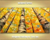 Original Large Tree art Abstract Impasto Texture Gallery painting Contemporary art acrylic painting Looking Up Forest art by tim lam 48x24