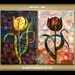 Still life painting Floral art Abstract Original 2 tone panel tulip Acrylic on canvases by tim Lam 48 x 36