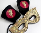 Super Hero Mask and Cuff Set - Red Black and Gold (WOW120612-2)