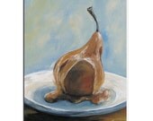Pear with Caramel  5" x 7" Original Painting on Ampersand Claybord by Torrie Smiley