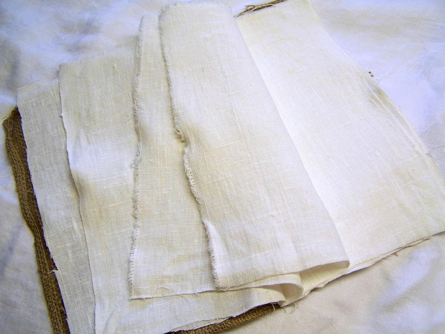 Linen Journal 'Stitch Book' Burlap Cover - Embroidery Sketchbook - Soft and Foldable -  free ship