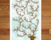 Antlers- 12x36 - Hand-printed art print