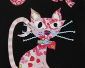 Personalized Black/White Dress with Adorable Cat