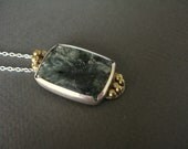 Selkie's Pool - sterling silver, brass, and seraphinite pendant necklace