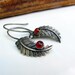 sterling silver leaf earrings, red carnelian earrings, nature inspired, silver earrings