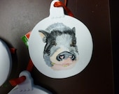 Pig Pet Portrait Memorial Ornament Hand Painted and Made to Order by Pigatopia