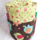 Creative Kids Art Bucket - Tossed Elephants - Fabric Basket Organizer - Ready to Ship