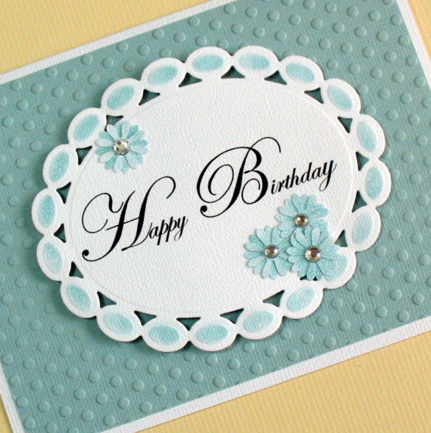 Birthday Card, Teal Birthday Card, 3D Birthday Card, Handmade Greeting Card