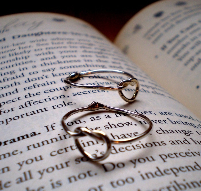 Mommy and Me - Mothers Day Holiday Gift - TWO Knotted Up In You Rustic Sterling Silver Stacking Rings