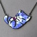Cute Cat Necklace Indigo Blue