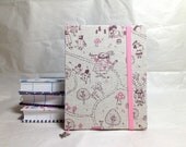 Coptic Stitch Handmade Journal with Elastic Band and Bookmark - Alice in Wonderland