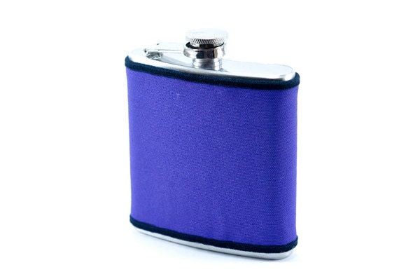 Flask - Vintage Purple Necktie Covered Flask...Stainless Steel 6oz Flask
