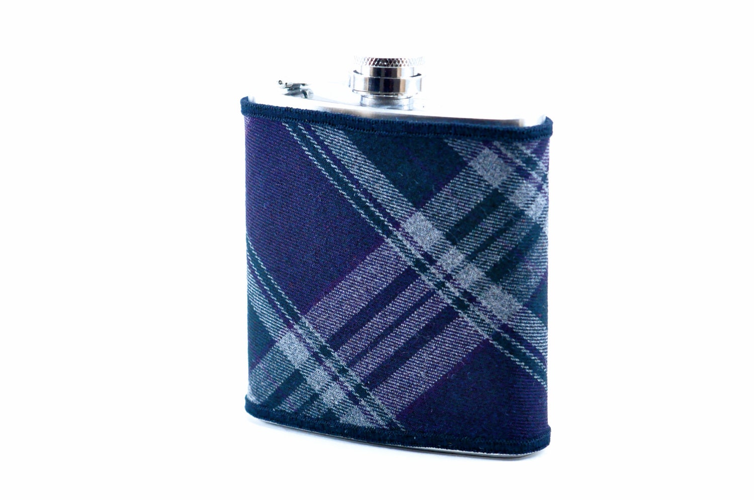 Purple Plaid...Vintage Necktie Covered Flask...6oz