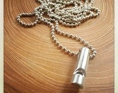 long whistle necklace - silver ball chain